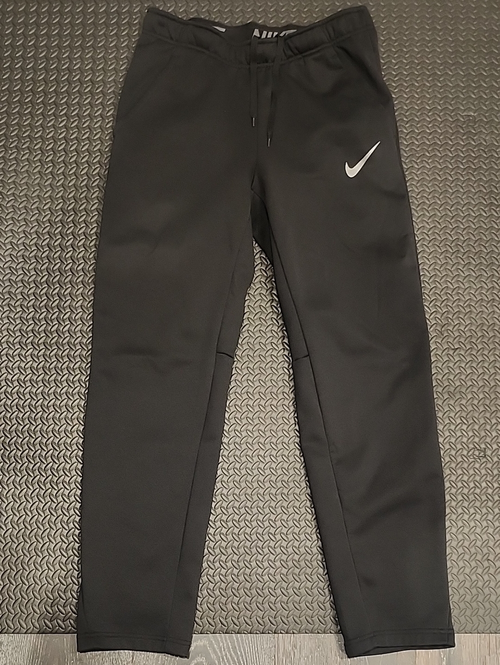 Nike Mens Dri-Fit Black Jogger Pants with White Swoosh Size Small